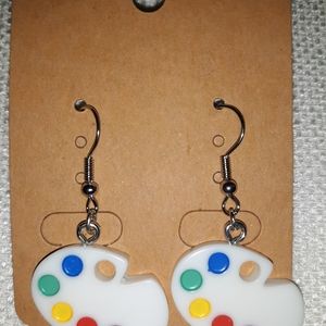 Cute painters Earrings with Silver hook backs. Hypoallergenic .